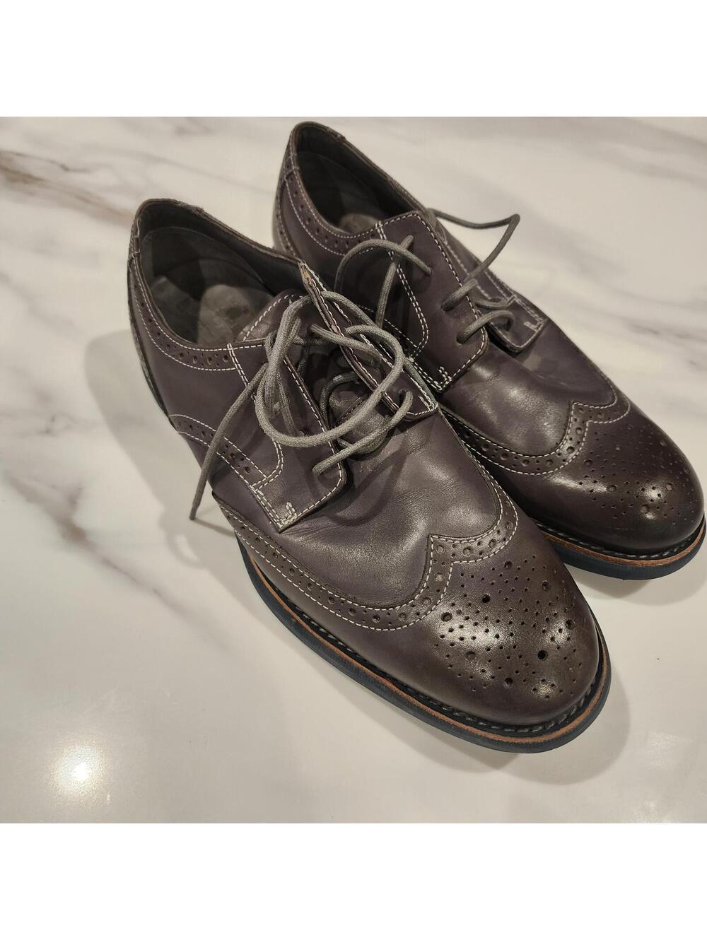 Sperry Gray Leather Wingtip Oxfords Men's 10.5W Brogue Dress Shoes